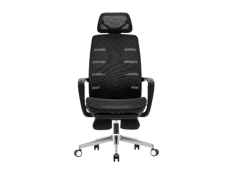 כסא רשת עם משענת ראש והדום קופיילוט שחור מורכב מתצוגה COPILOT